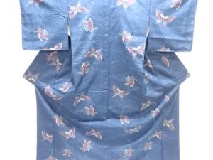 未使用品　蝶模様織り出し手織り紬着物